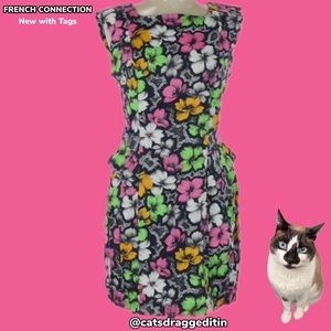 NWT $138 French Connection | Cotton | 3% Spandex | Floral Dress | Pops of Color